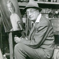 Portréfestés a füredi nyaralóban / Painting a portrait in the summer house in Balatonfüred (1960-as évek eleje / early 1960s)