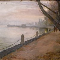 Füredi sétány ősszel / Lake-shore promenade in the autumn, Balatonfüred (1950-es évek / 1950s)